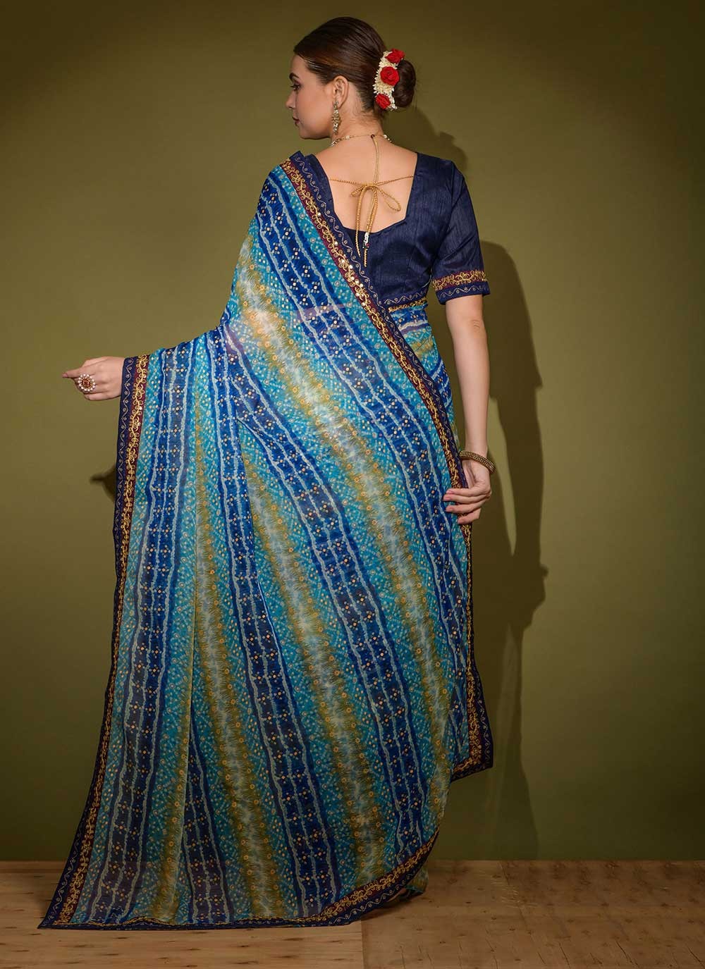 Classic Foliage Prints Georgette Saree - S2591