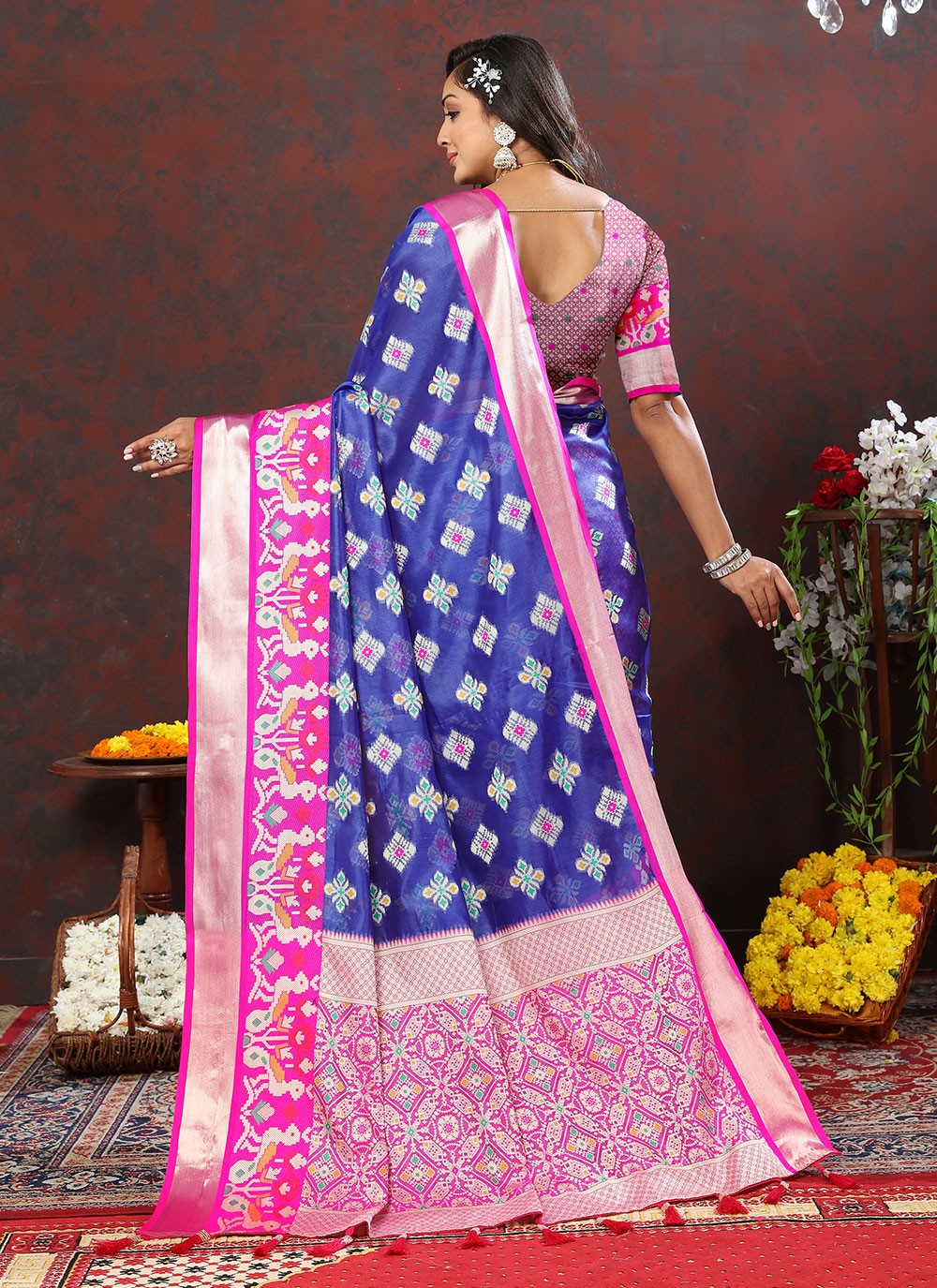 Trendy Meenakari Organza, Silk Saree - S5046