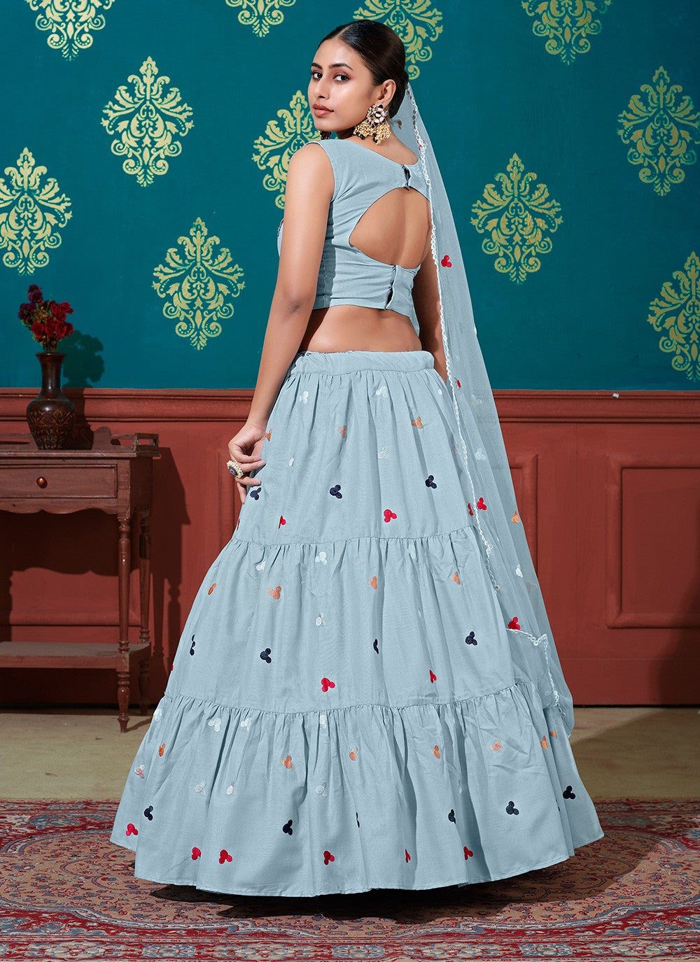 Printed Silk A - Line Lehenga - L0286