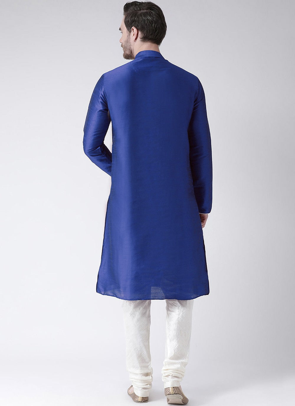 Embroidered Art Dupion Silk Blue Kurta Pyjama - M3483