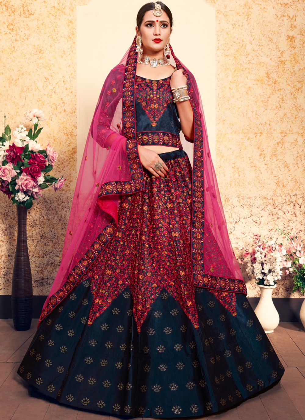 Swarovski Satin A - Line Lehenga - L0012