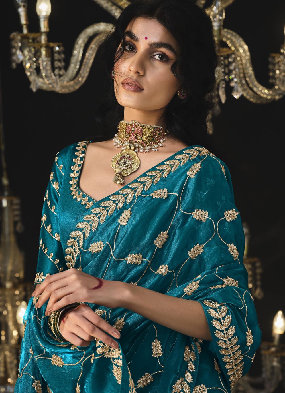 Classic Border Work Silk, Tissue Saree - S6590