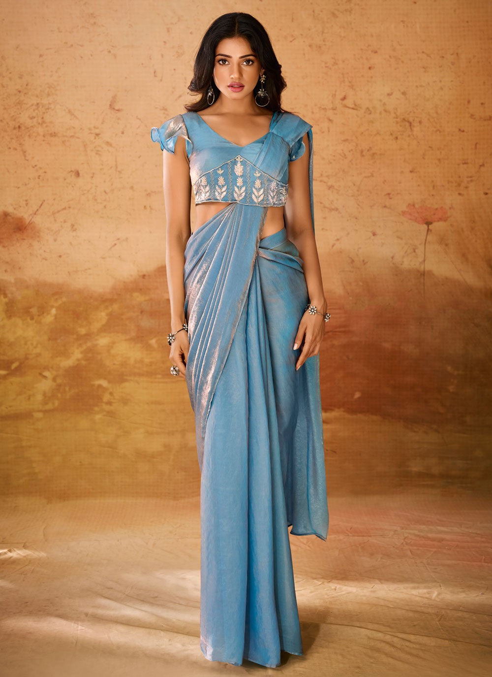 Classic Plain Organza Saree - S7915