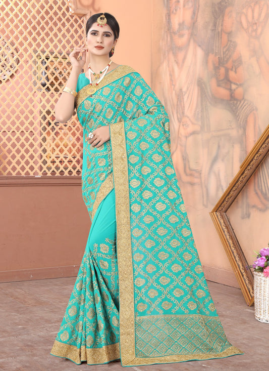 Traditional Embroidered Faux Georgette Saree - S0638