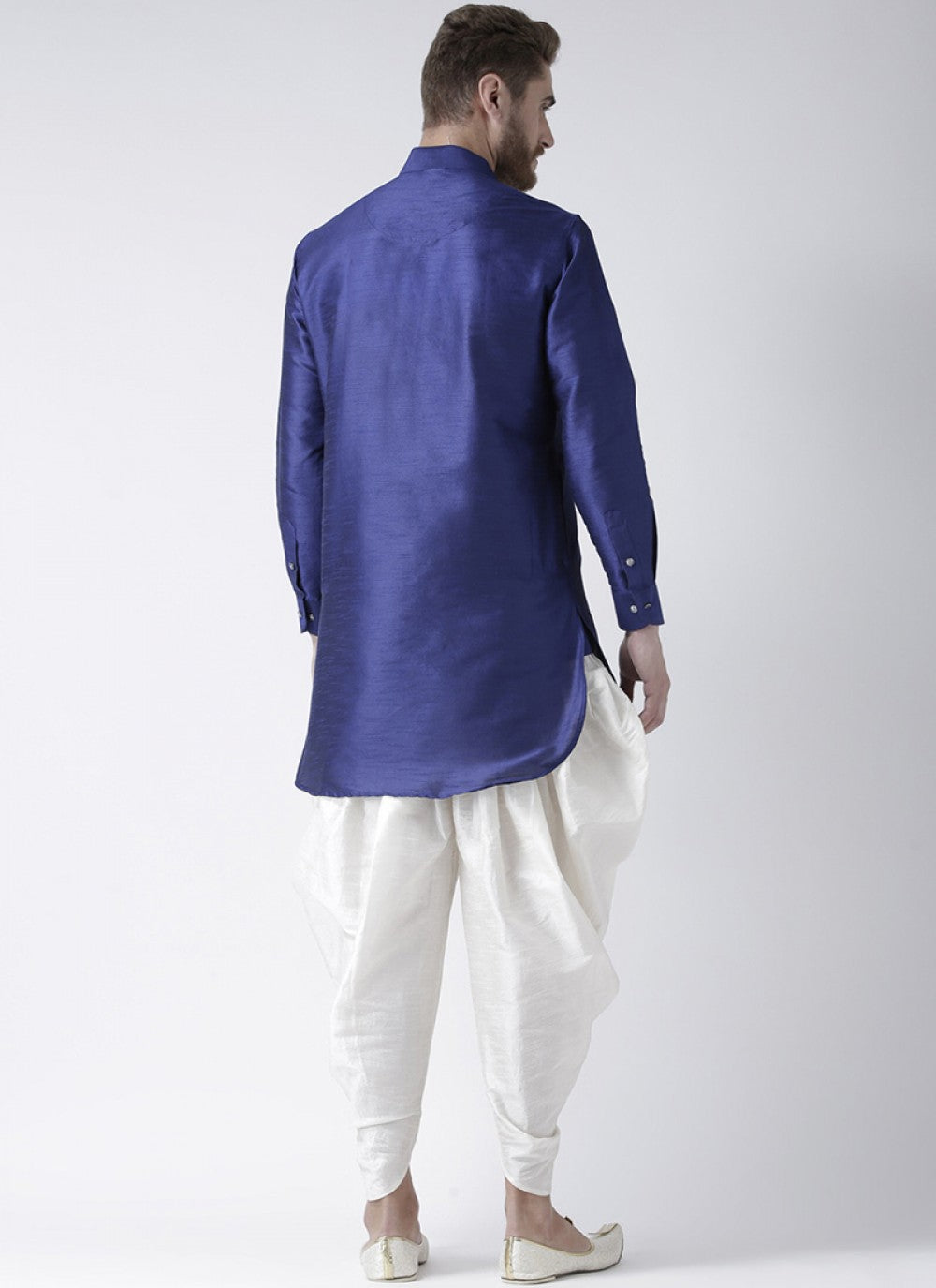 Plain Art Dupion Silk Blue Dhoti Kurta - M1433