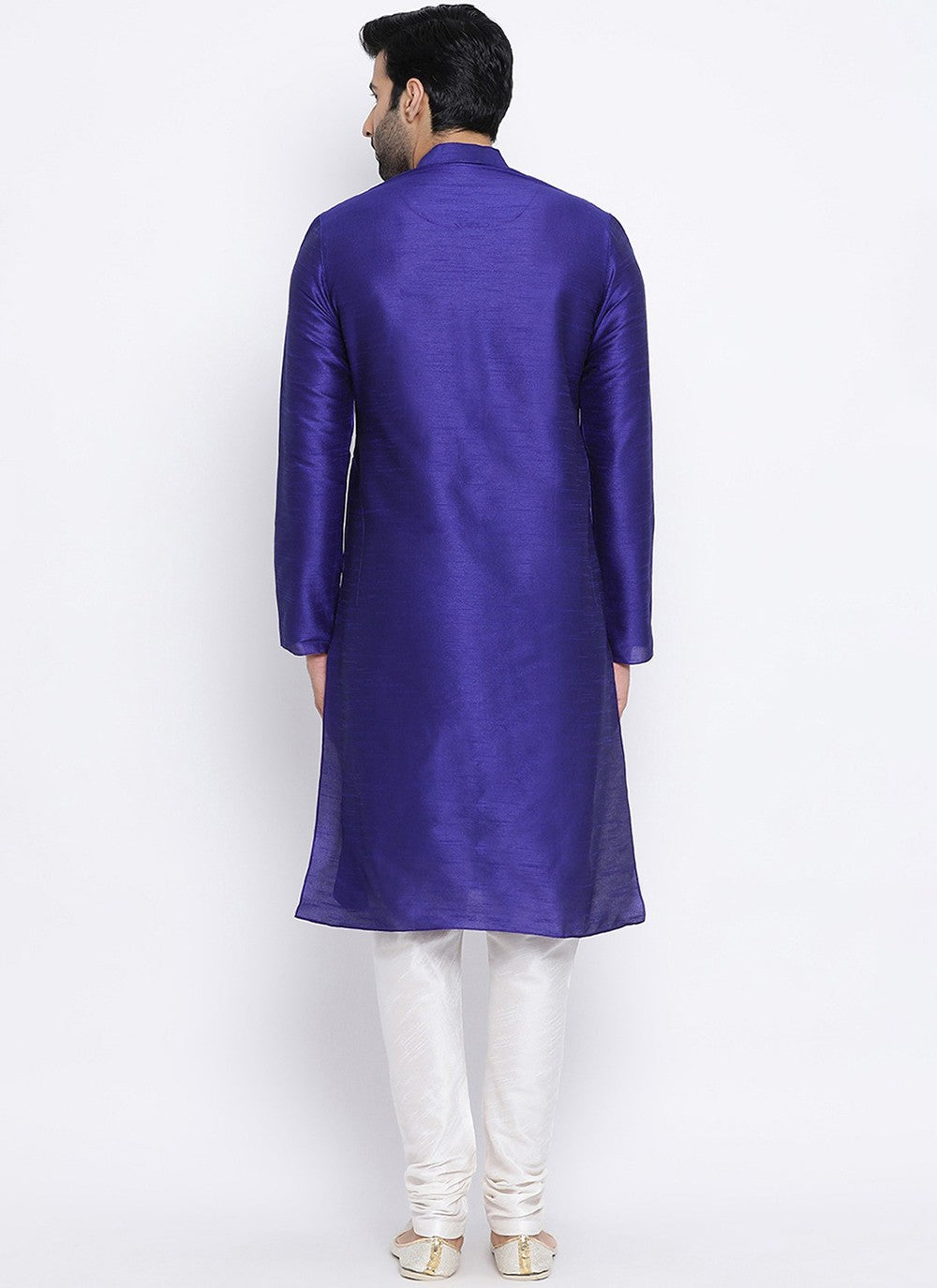 Plain Dupion Silk Blue Kurta Pyjama - M2008