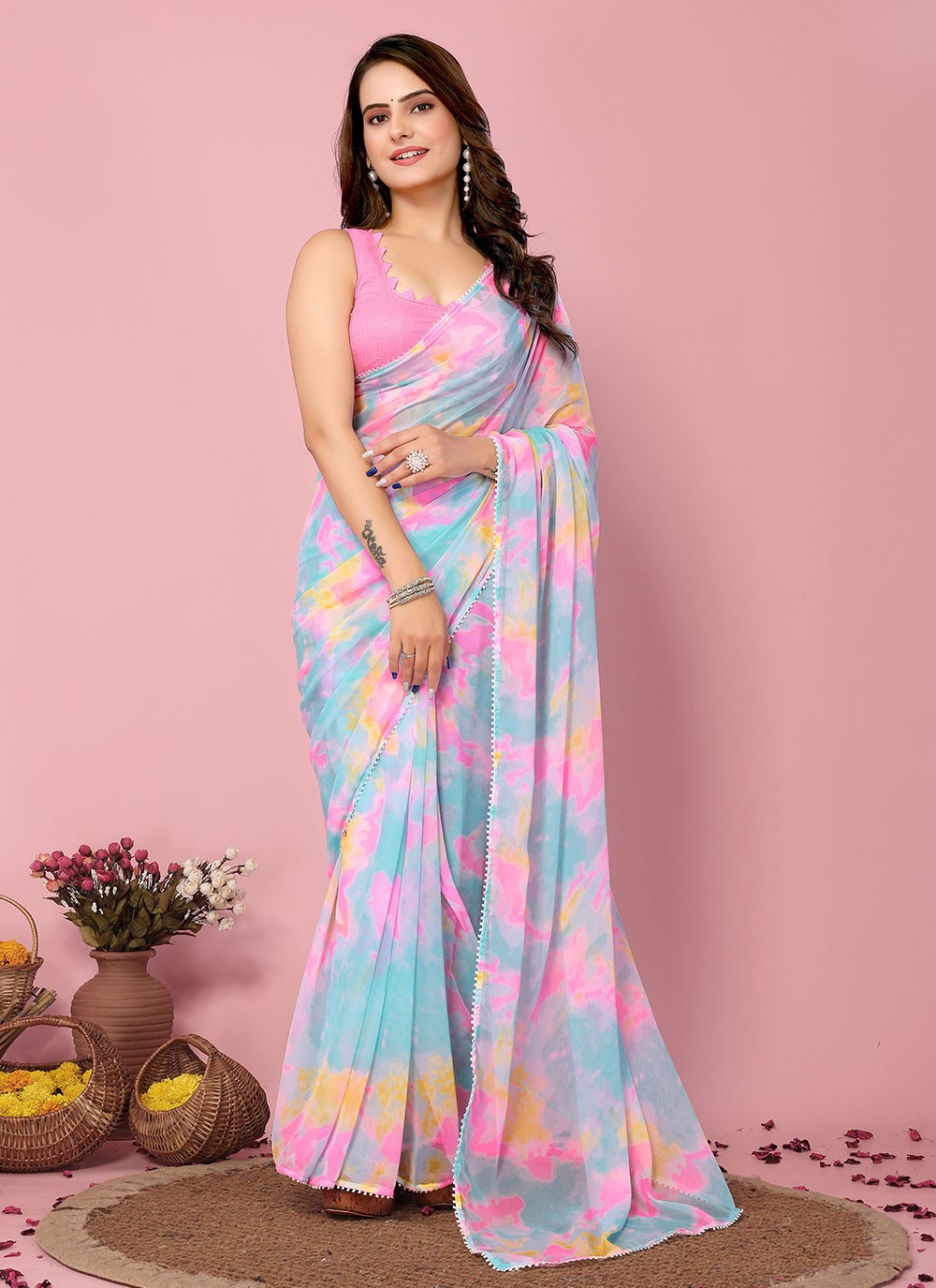 Classic Printed Chiffon Saree - S6700