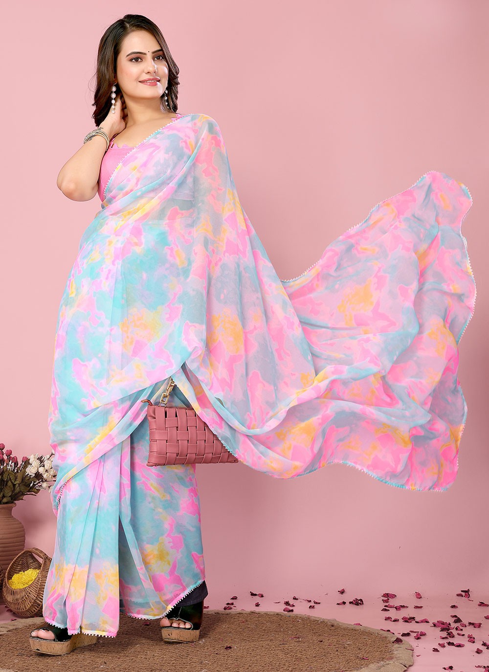 Classic Printed Chiffon Saree - S6700