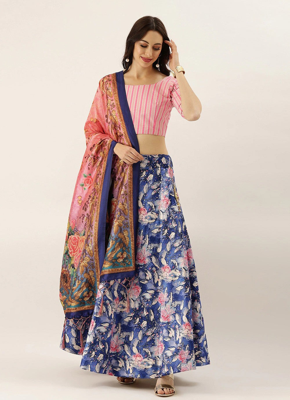 Digital Print Satin Silk A - Line Lehenga - L2134