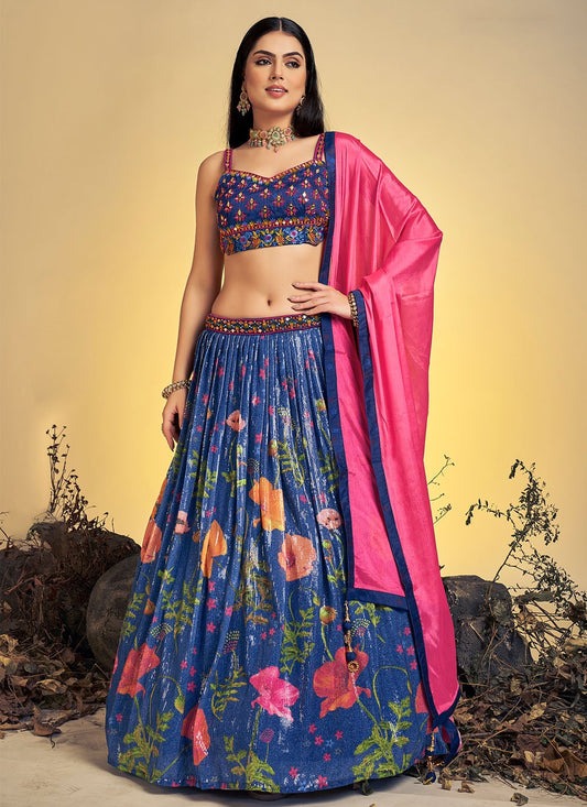 Printed Chinon, Silk A - Line Lehenga - L0891