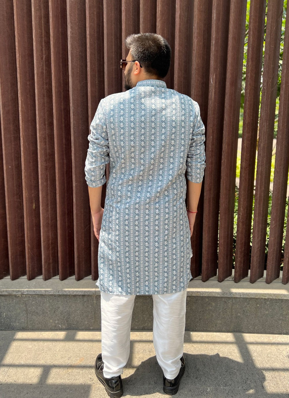 Embroidered Soft Cotton Blue Kurta Pyjama - M5163