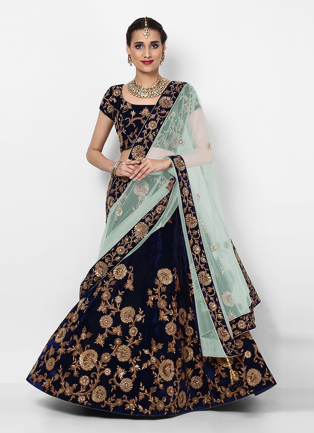 Embroidered Net A - Line Lehenga - L0214