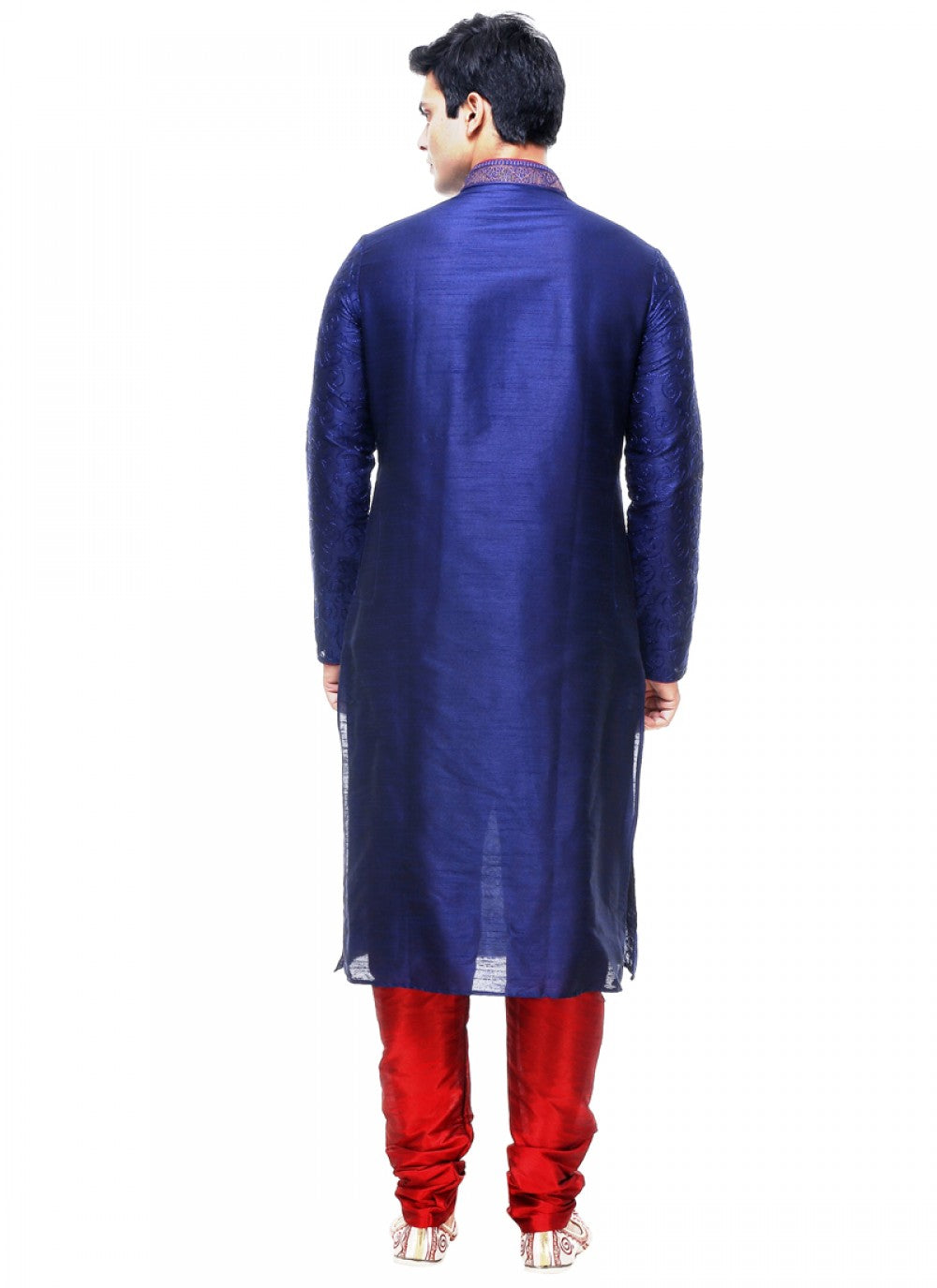 Plain Silk Blue Kurta Pyjama - M1004