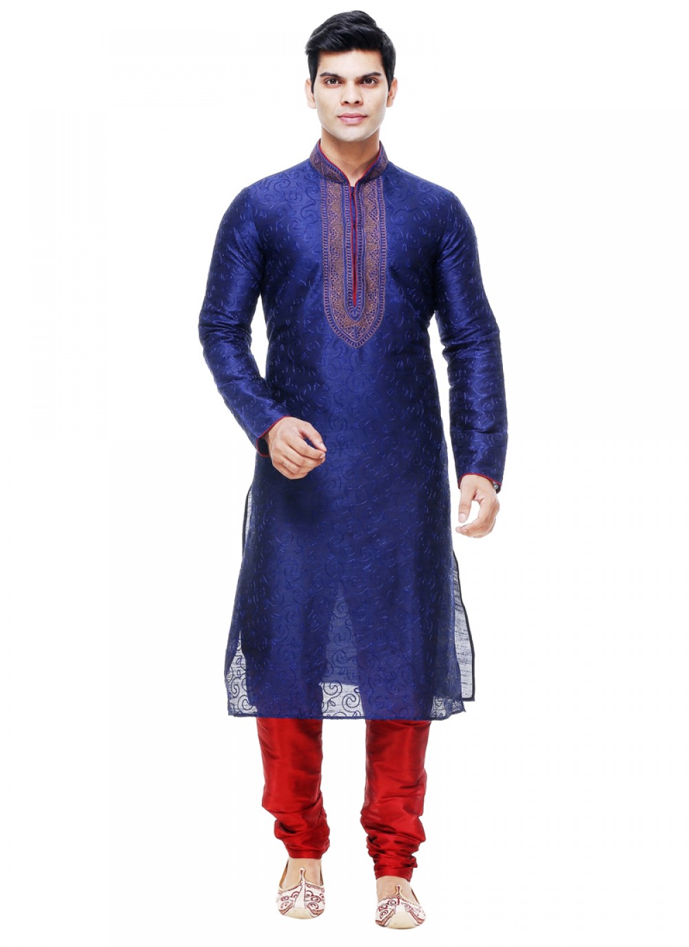 Plain Silk Blue Kurta Pyjama - M1004