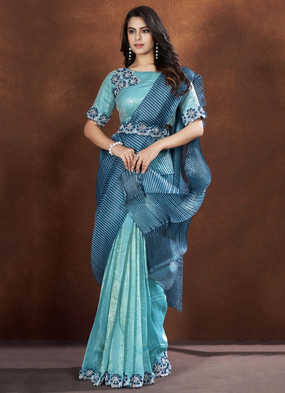 Classic Moti Banarasi Silk, Crush Saree - S5862