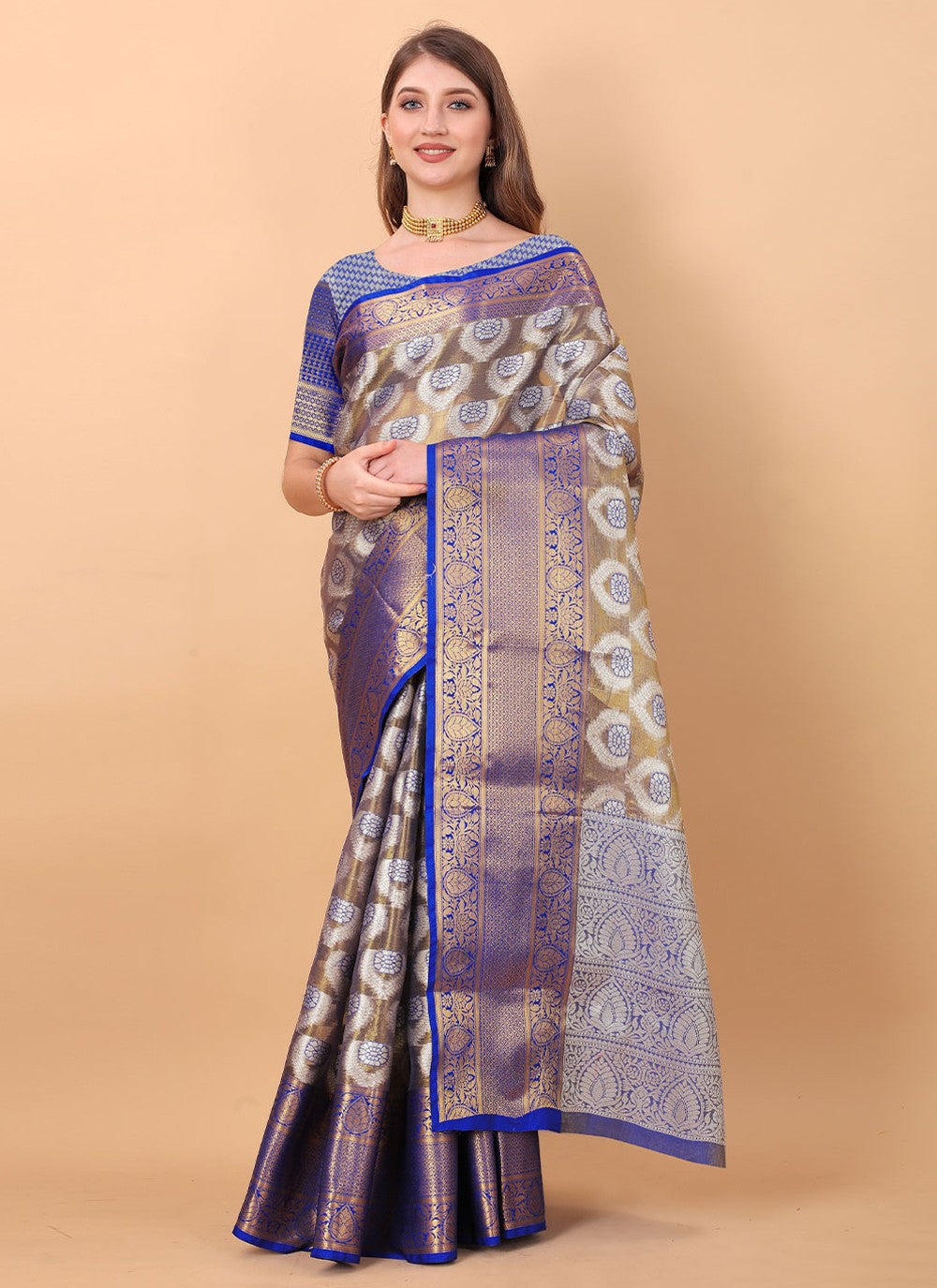 Classic Weaving Zari Organza, Silk Saree - S1506