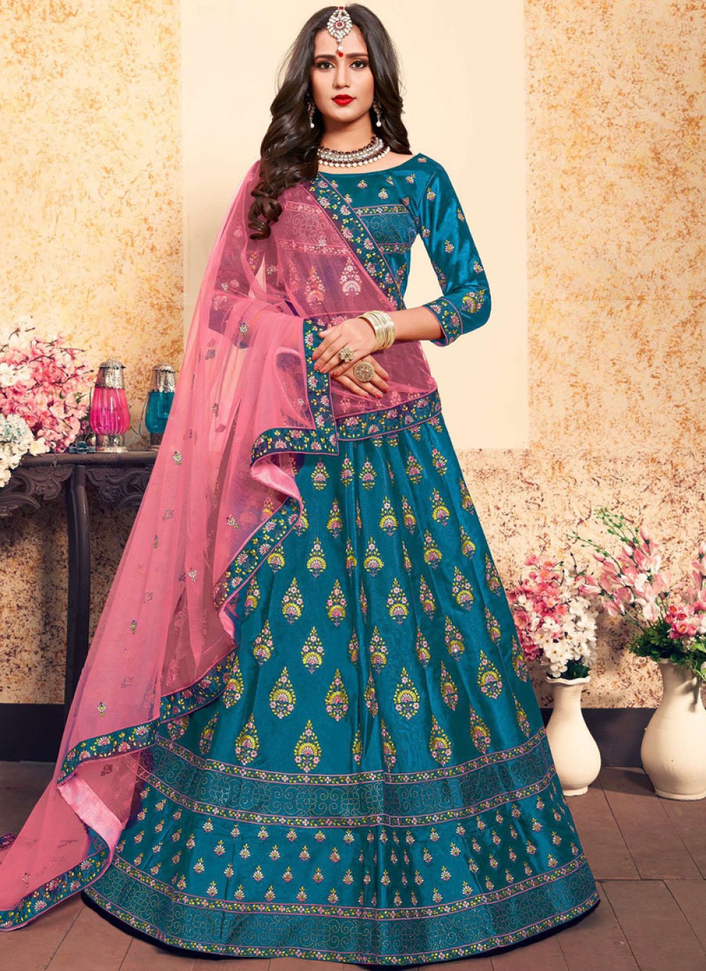 Swarovski Satin A - Line Lehenga - L0012