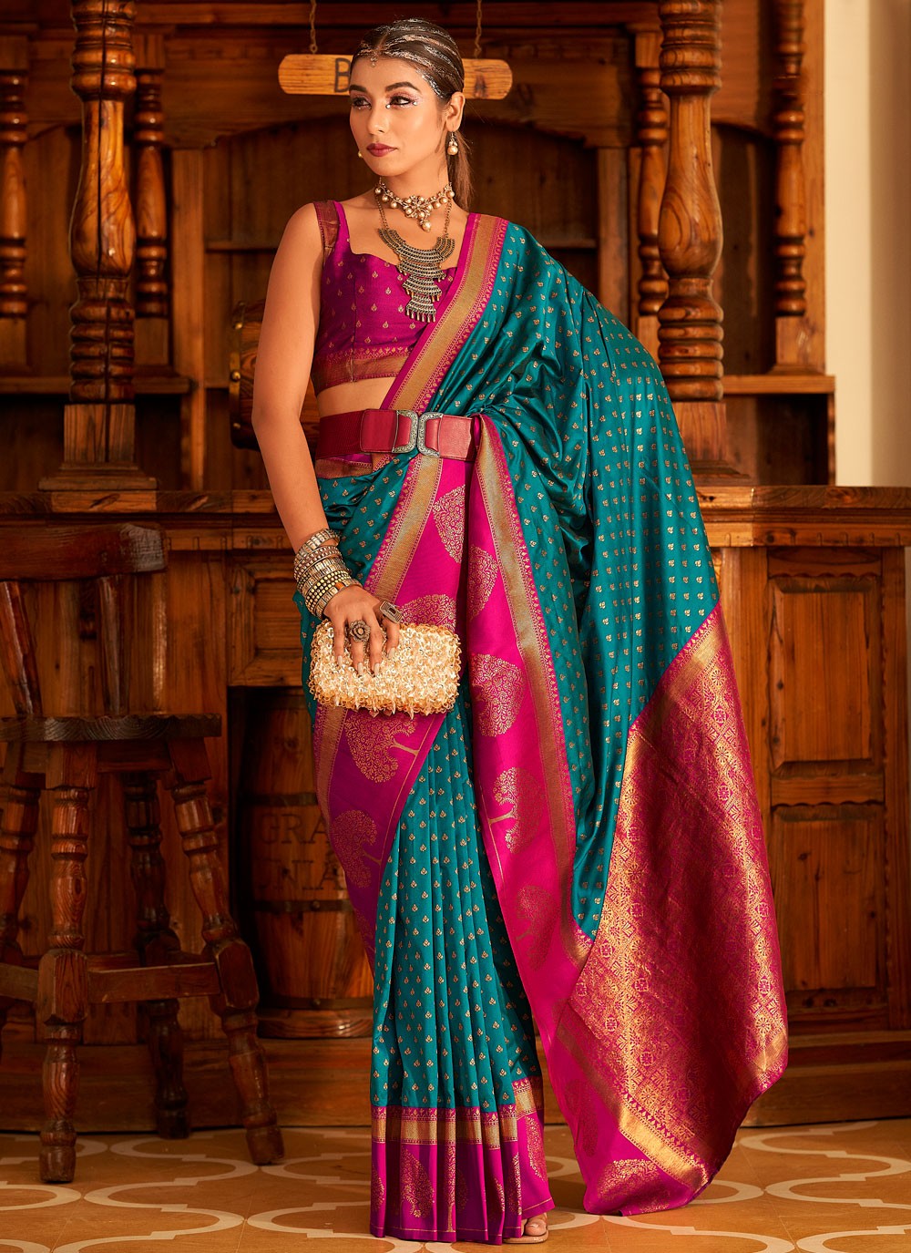 Classic Border Work Banarasi Silk Saree - S9288