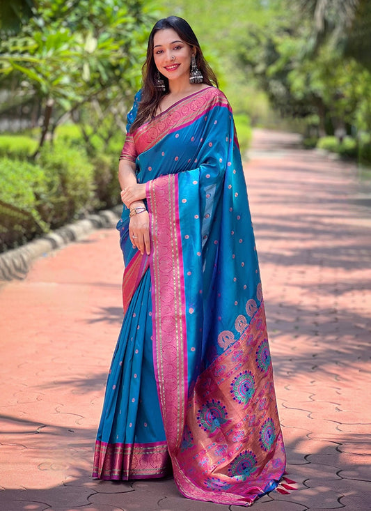 Traditional Weaving Zari Paithni, Silk Saree - S8590