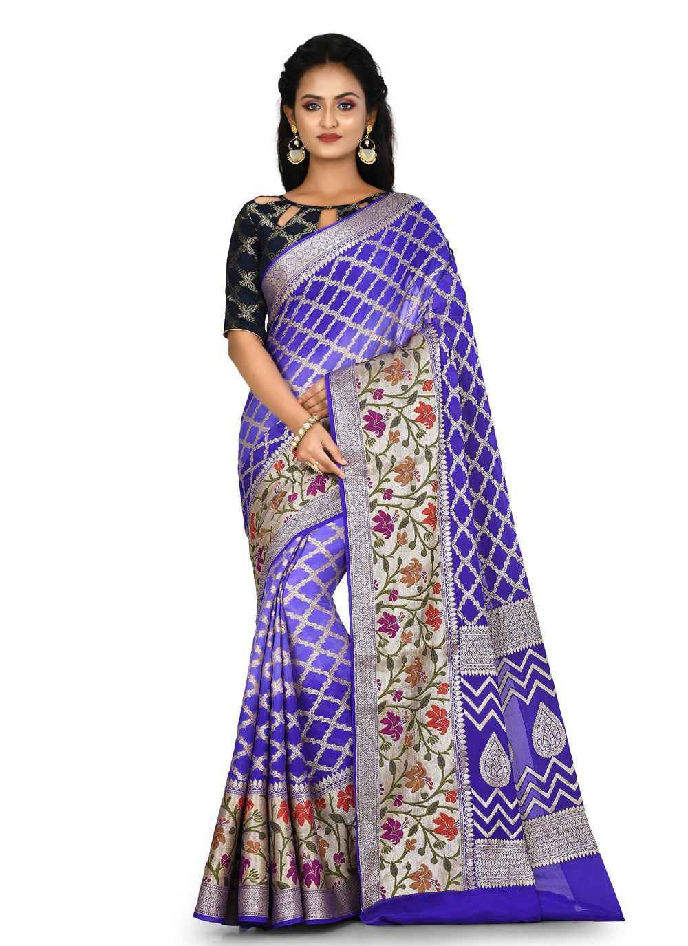 Contemporary Weaving Zari Banarasi Silk Saree - S0376