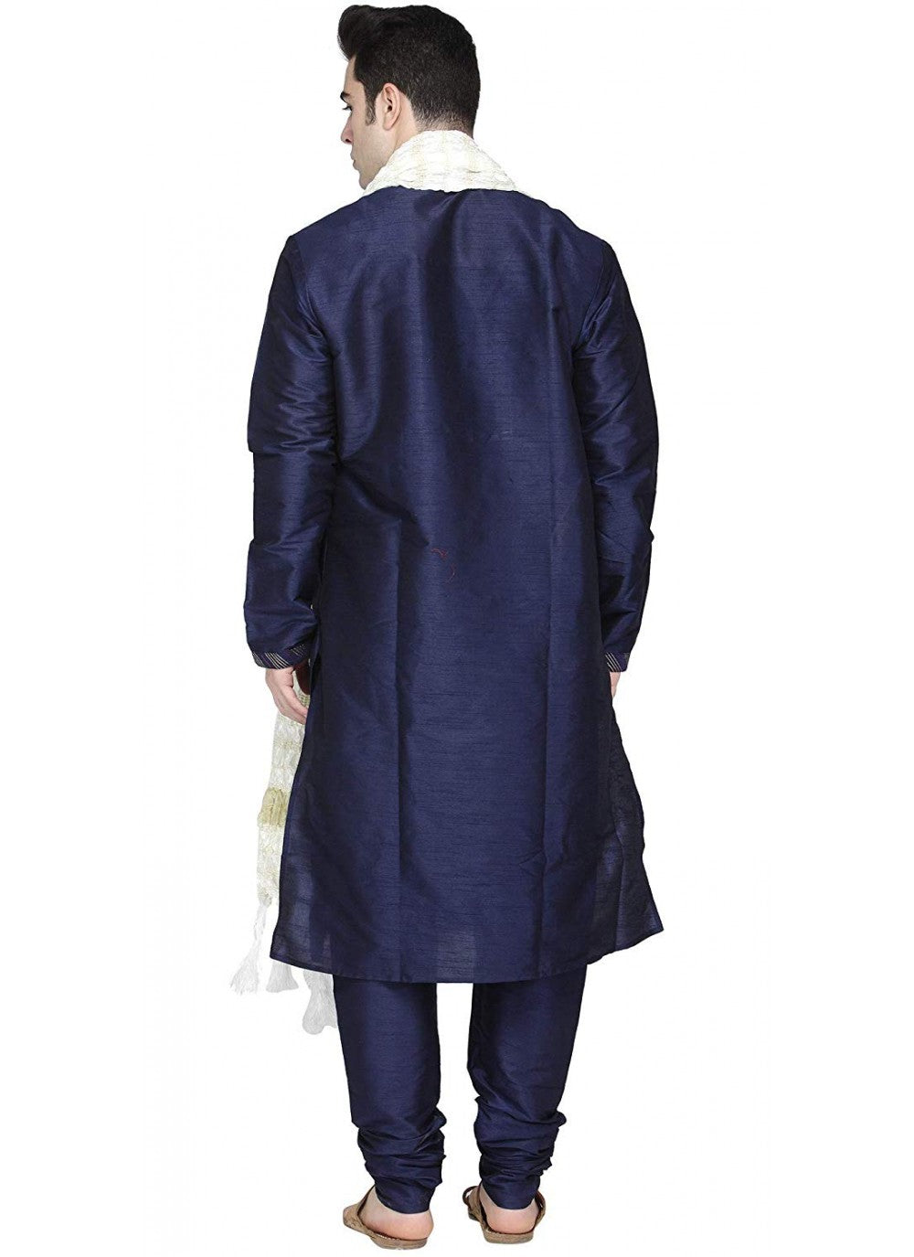 Embroidered Art Dupion Silk Blue Kurta Pyjama - M1280