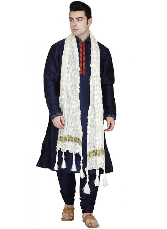 Embroidered Art Dupion Silk Blue Kurta Pyjama - M1280