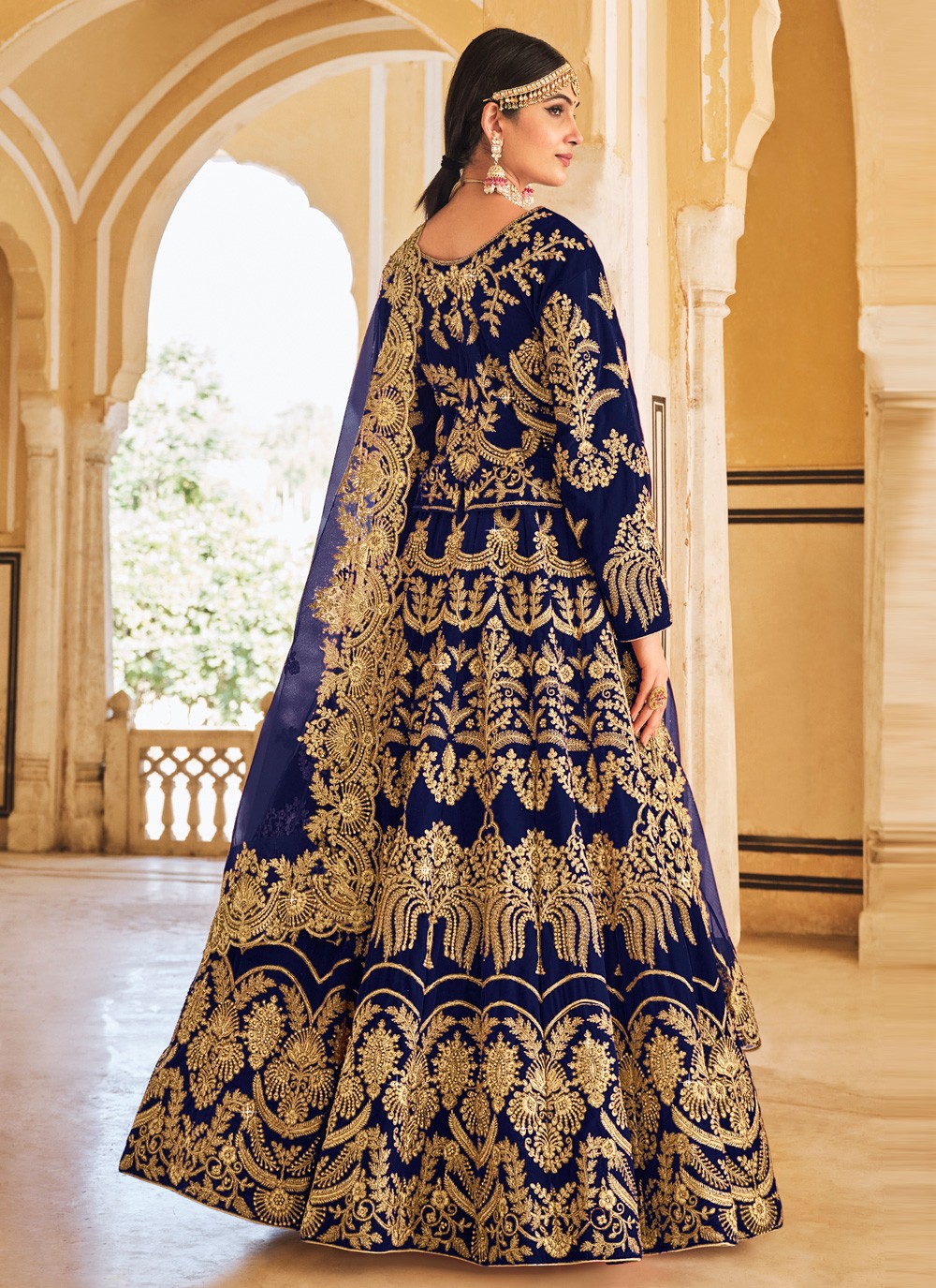 Dori Work Velvet A - Line Lehenga - L1184