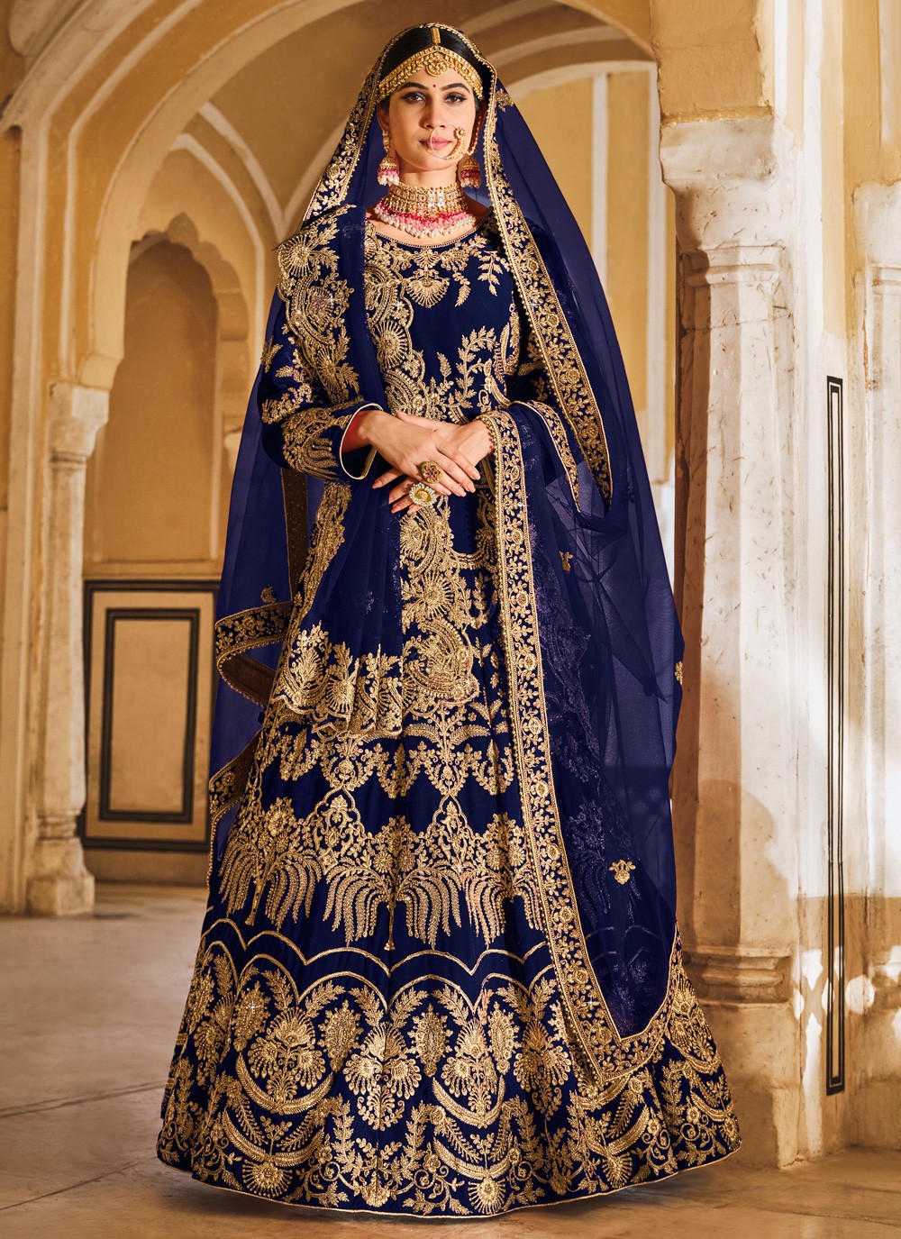 Dori Work Velvet A - Line Lehenga - L1184