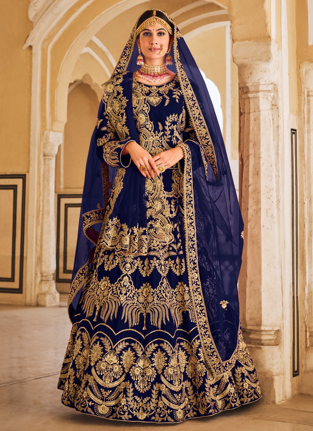 Dori Work Velvet A - Line Lehenga - L1184