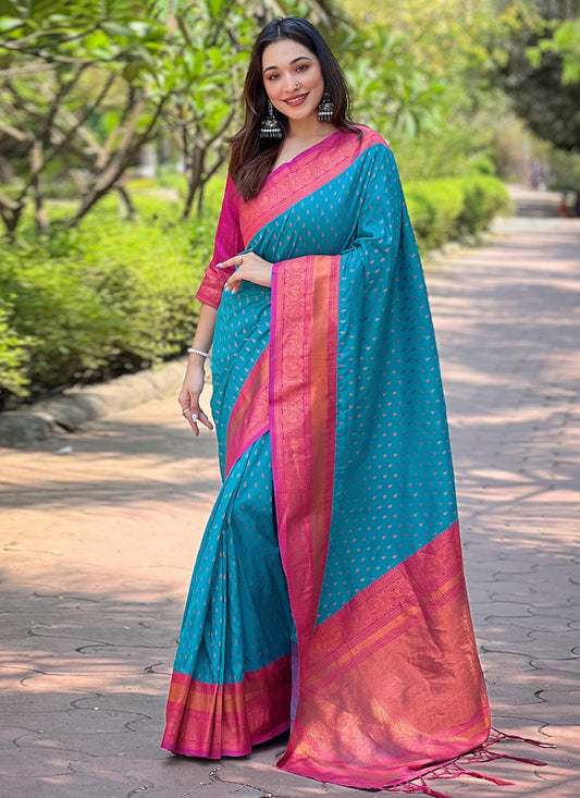 Contemporary Woven Silk Saree - S9938