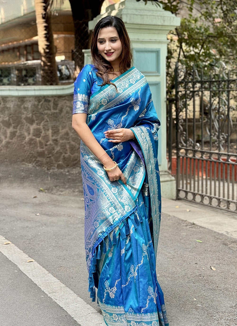 Jacquard Work, Woven, Zari Banarasi Silk Saree - S11854