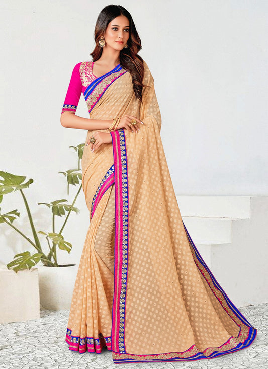 Classic Border Work Georgette Saree - S2919