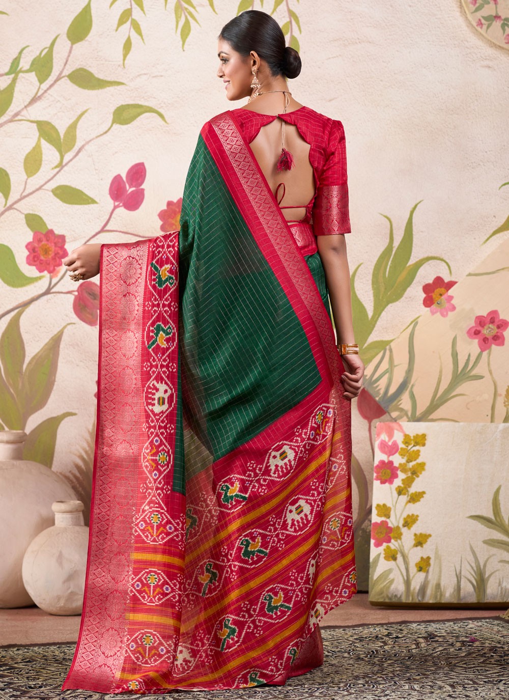 Traditional Border Work Tussar Silk Violet Saree - S10991