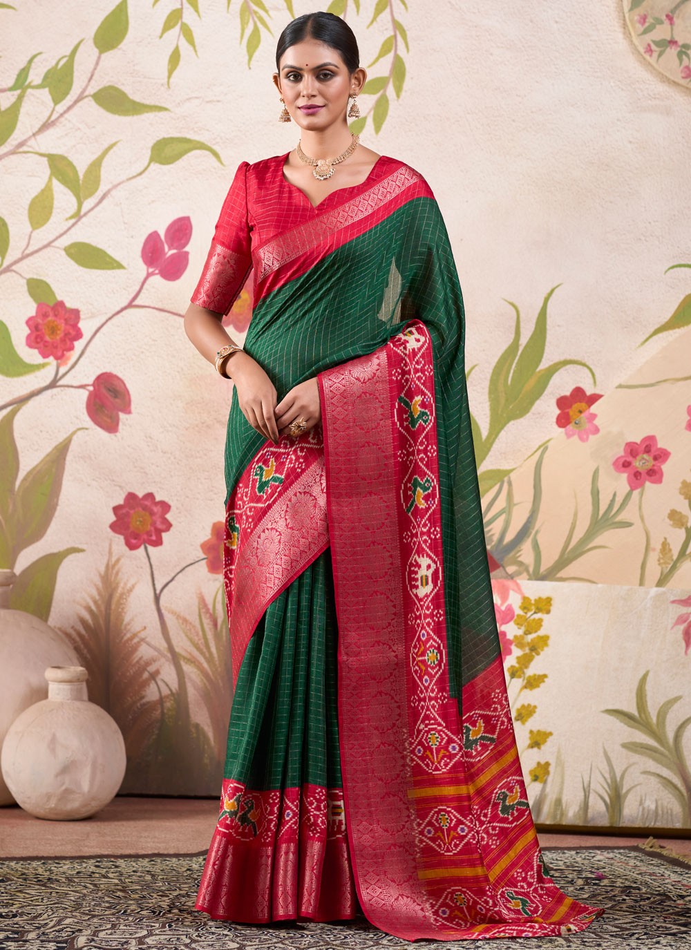 Traditional Border Work Tussar Silk Violet Saree - S10991