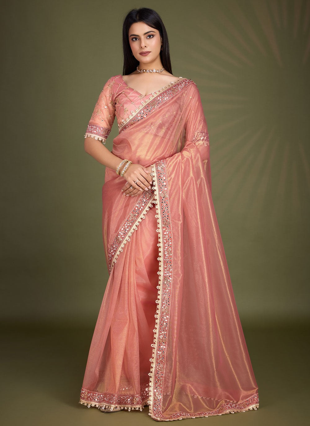 Classic Border Work Silk Saree - S8247