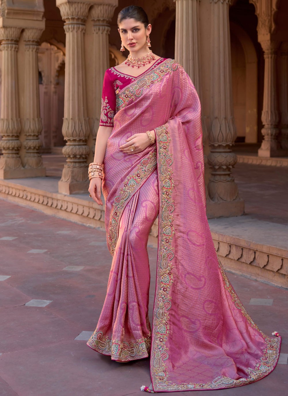 Classic Border Work Organza, Silk Saree - S8699