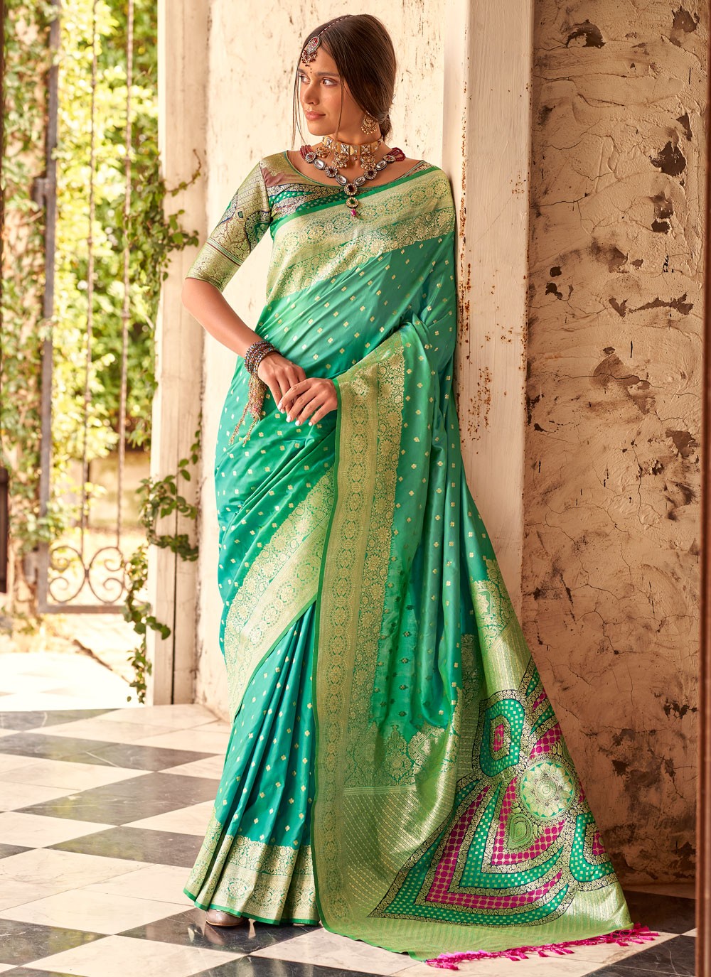 Classic Border Work Silk Saree - S9437