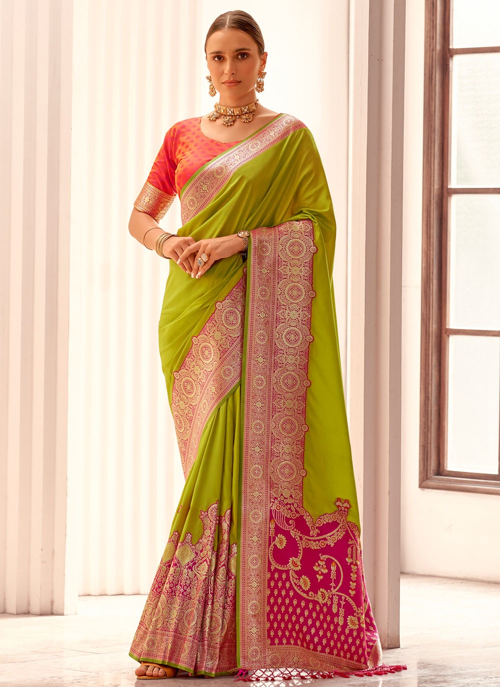 Classic Border Work Silk Saree - S9165