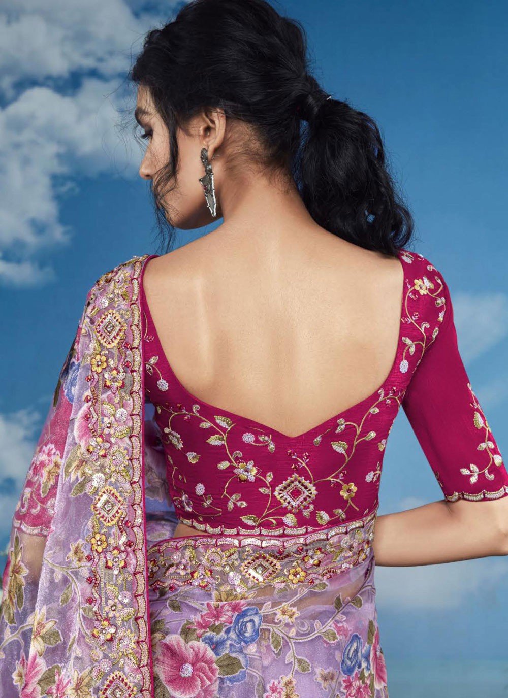 Classic Embroidered Brasso Saree - S8774