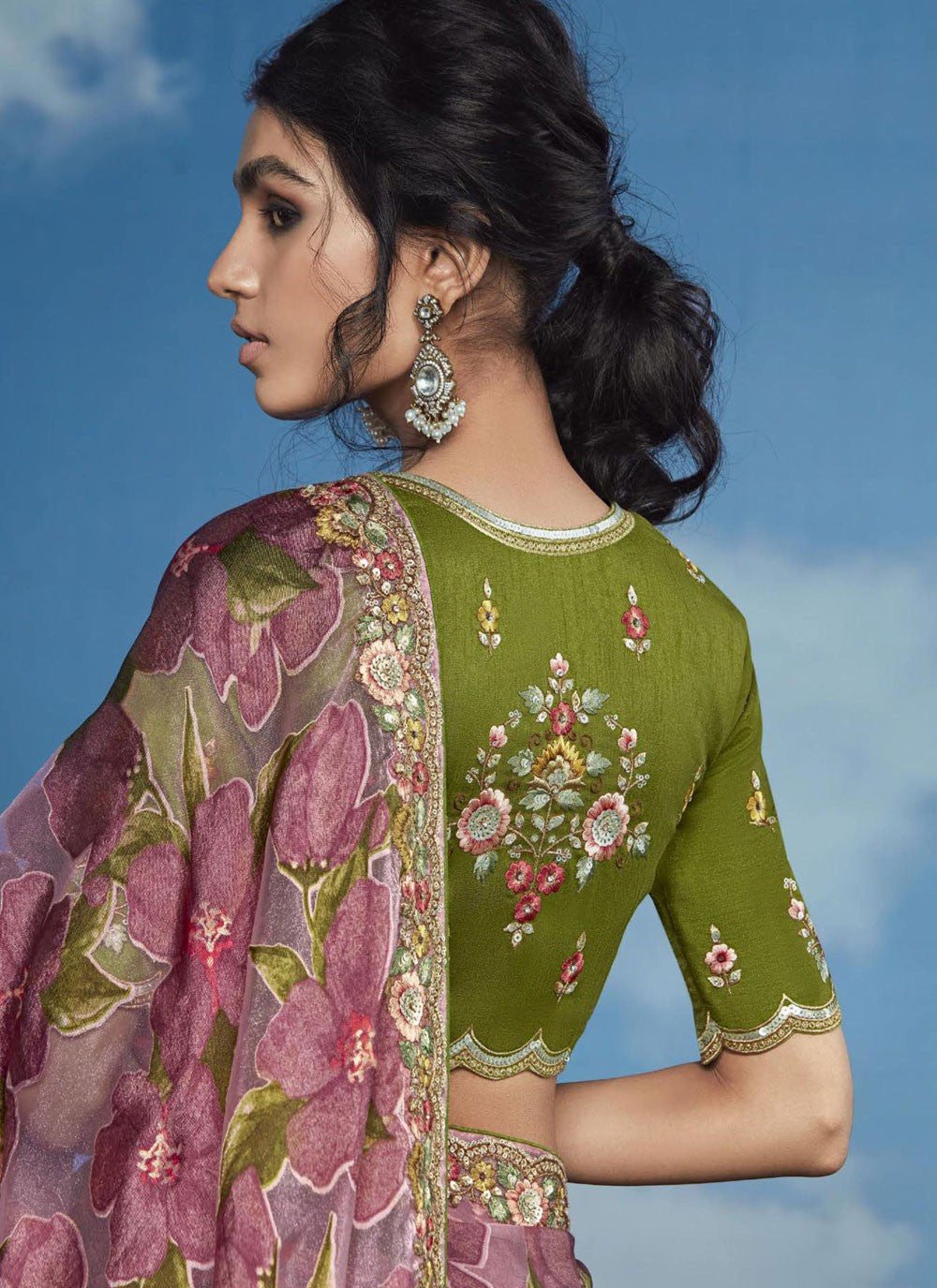 Classic Embroidered Brasso Saree - S8774