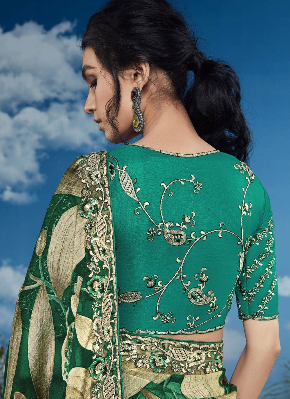 Classic Embroidered Brasso Saree - S8774