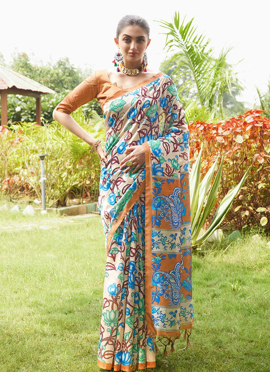 Printed Tussar Silk Saree - S12020