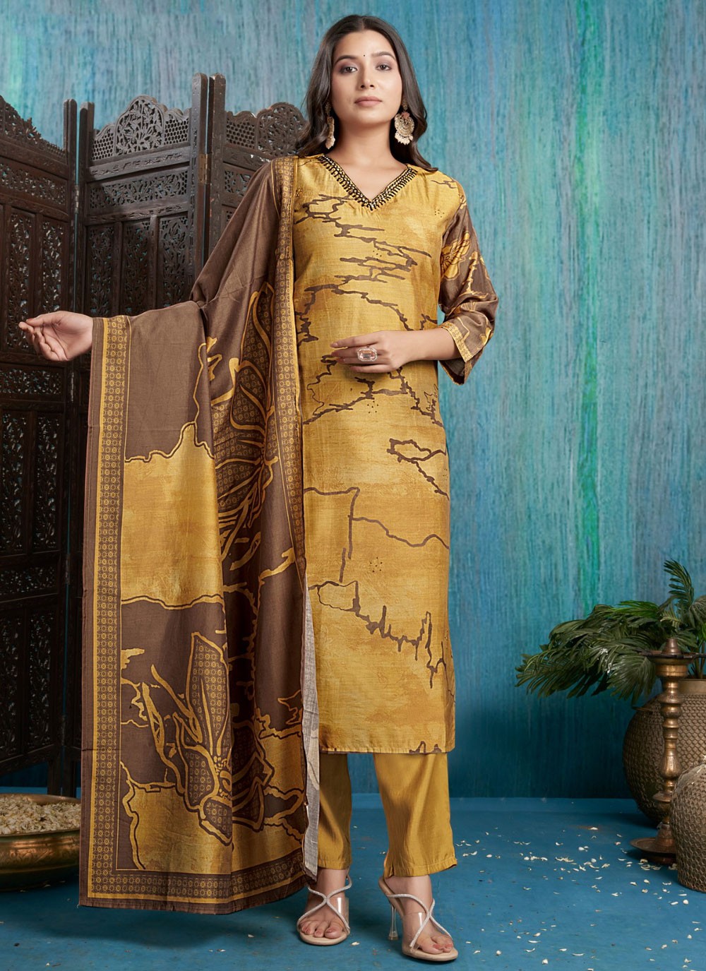 Silk, Viscose Salwar Suit - T3720