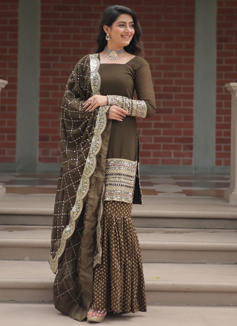 Embroidered Faux Georgette Salwar Suit - T4401