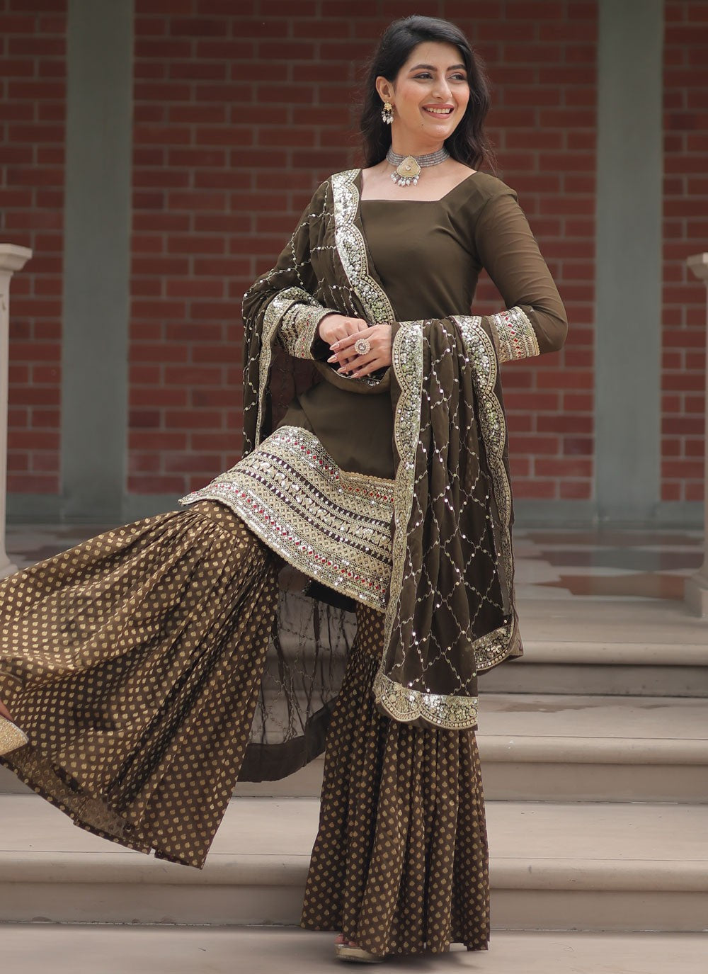 Embroidered Faux Georgette Salwar Suit - T4401