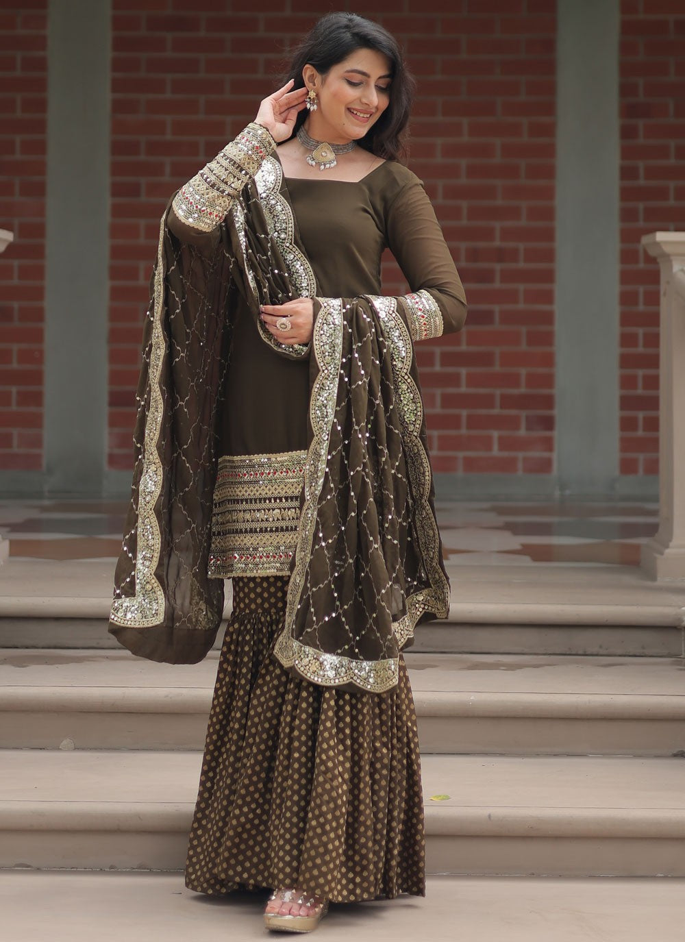 Embroidered Faux Georgette Salwar Suit - T4401