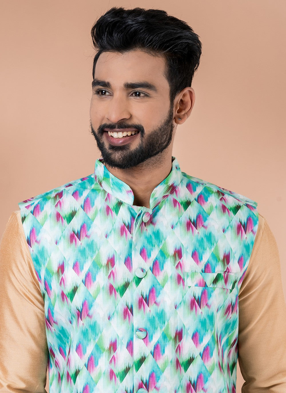 Plain Cotton , Viscose Brown, Multi Colour Kurta Payjama With Jacket - M7728