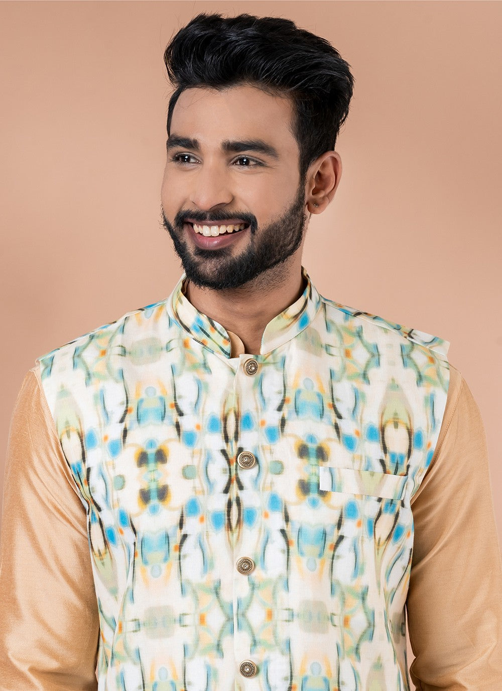 Plain Cotton , Viscose Brown, Multi Colour Kurta Payjama With Jacket - M7730