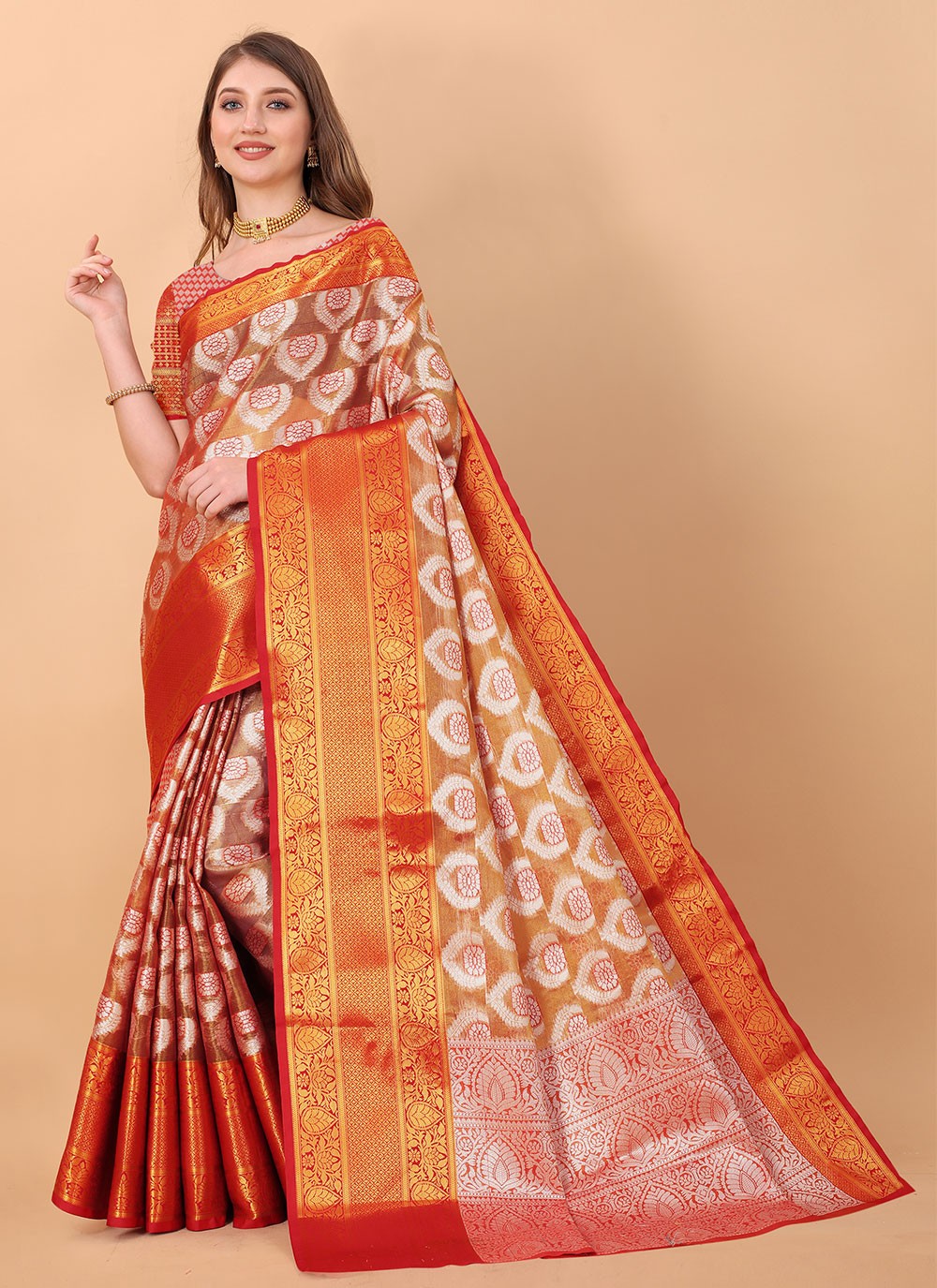 Classic Weaving Zari Organza, Silk Saree - S1506