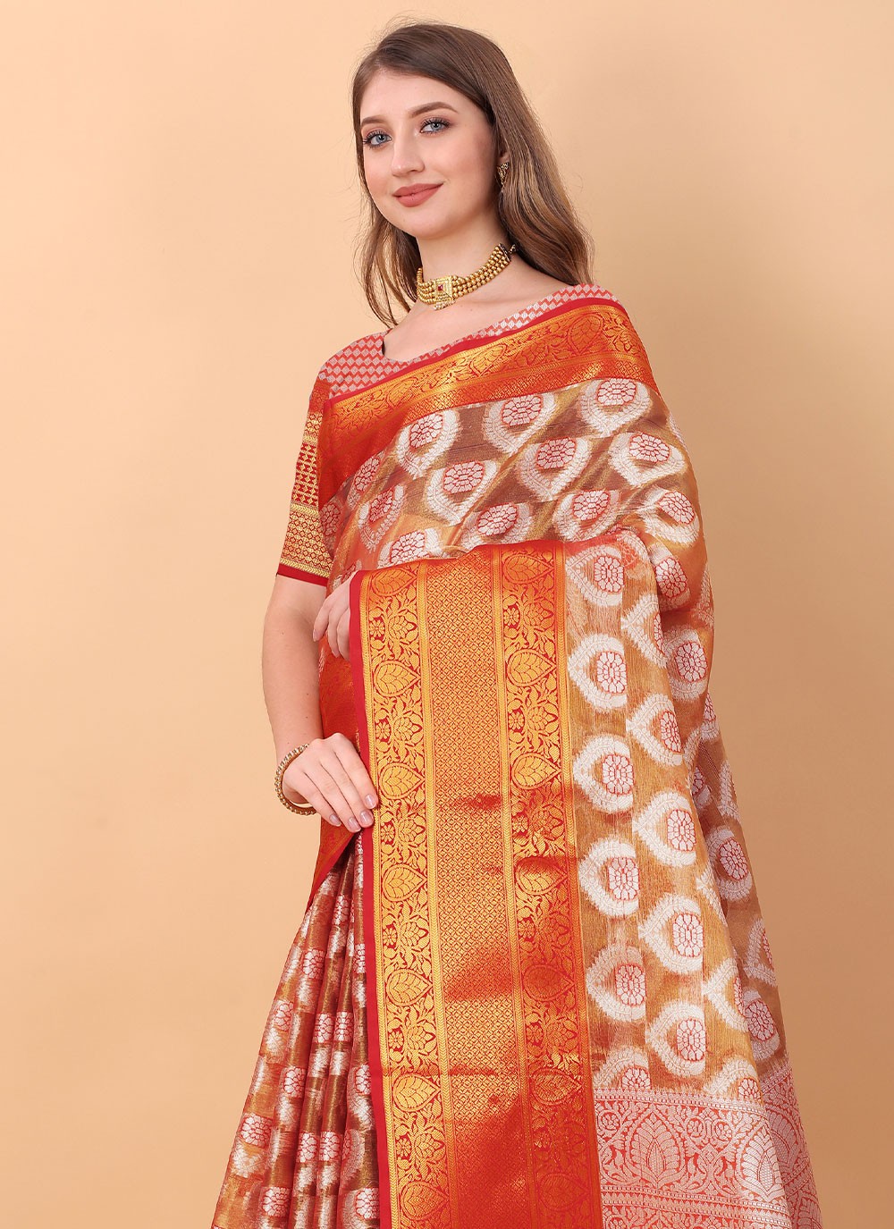 Classic Weaving Zari Organza, Silk Saree - S1506